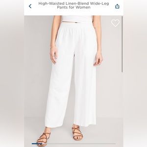 Old Navy Women’s White Linen Wide Leg Pants size XL